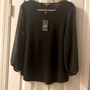 NWT, Adrinna Papell blouse, sheer sleeves with hearts💖